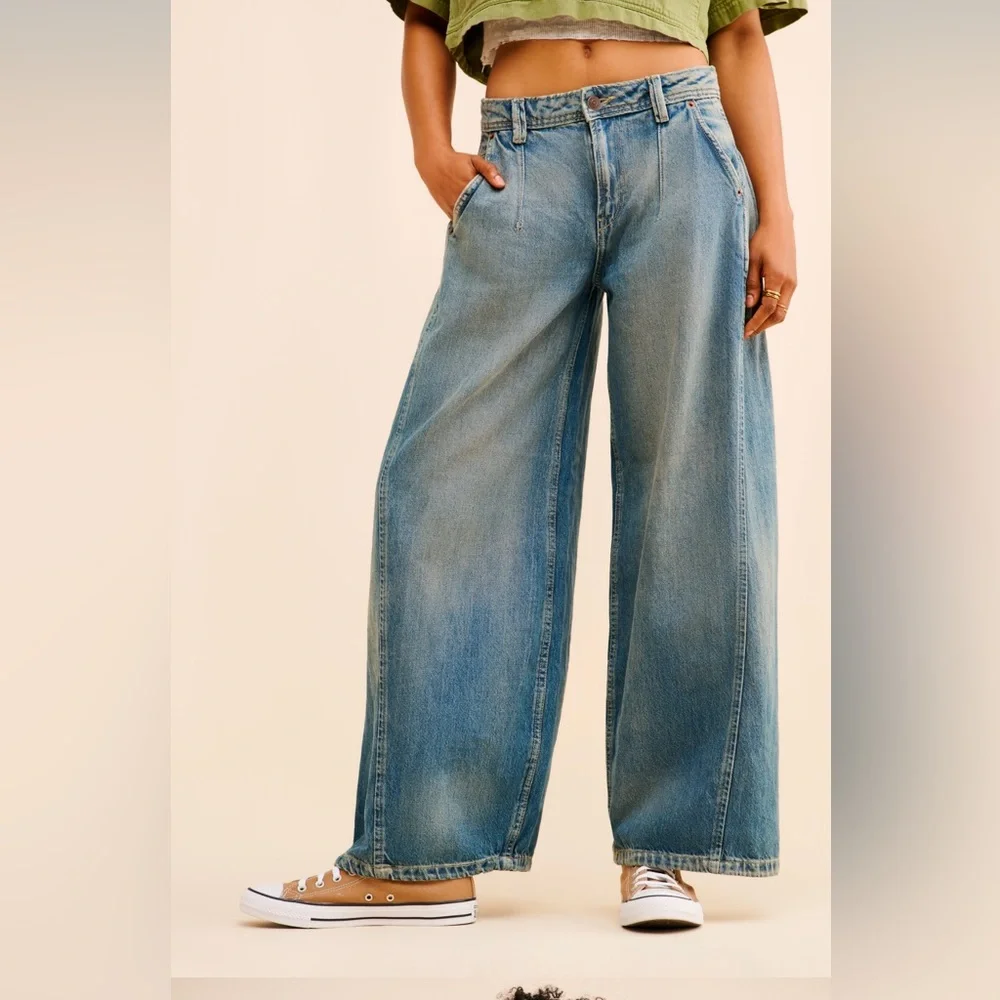 Wide Leg Denim Block Party Trousers - Picture 3 of 4